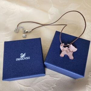 Swarovski Pink Crystal Cat Necklace NIB